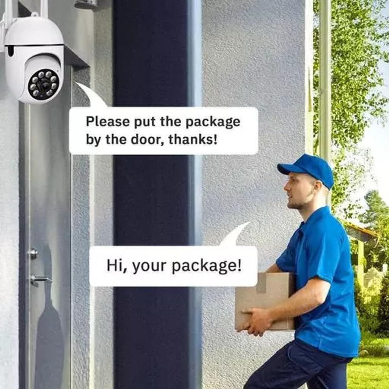 Smart Outdoor Security Camera, 2MP HD WiFi PTZ Camera with Color Night Vision, Two-Way Audio, Motion Detection, Mobile App Control, TF Card Storage