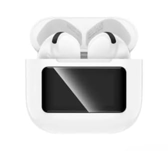Wireless Bluetooth Earphones with LED Display Screen Case, Digital Battery Indicator, White
