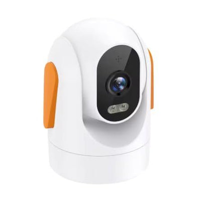 Indoor/Outdoor Security Camera, Pan-Tilt Wireless CCTV, White and Orange, Night Vision