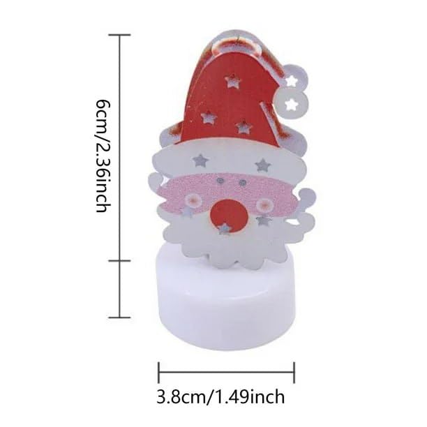 LED Santa Claus Night Light, Christmas Tree Decoration, Battery Operated Electronic Candle with Red Hat Design, 8 x 4 cm