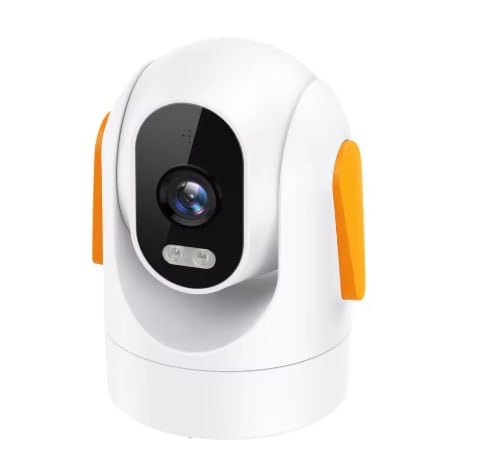 Indoor/Outdoor Security Camera, Pan-Tilt Wireless CCTV, White and Orange, Night Vision