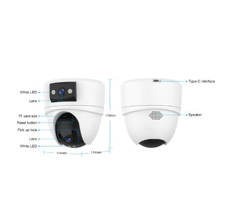 Indoor Security Camera with Pan & Tilt, WiFi, 340° Horizontal Rotation, 90° Vertical Rotation, Two-Way Audio, White