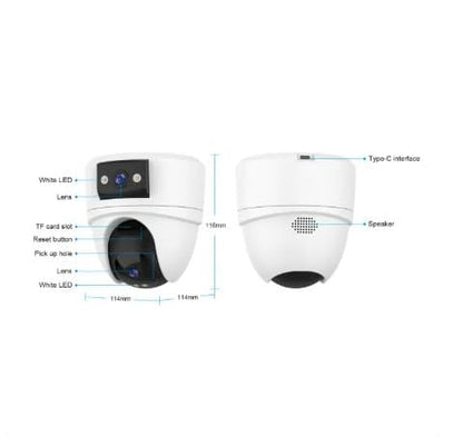 Indoor Security Camera with Pan & Tilt, WiFi, 340° Horizontal Rotation, 90° Vertical Rotation, Two-Way Audio, White