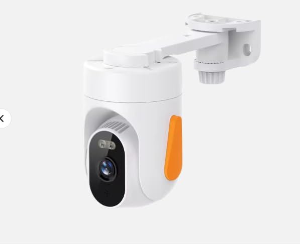 Indoor/Outdoor Security Camera, Pan-Tilt Wireless CCTV, White and Orange, Night Vision