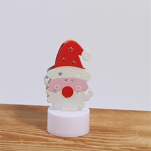 LED Santa Claus Night Light, Christmas Tree Decoration, Battery Operated Electronic Candle with Red Hat Design, 8 x 4 cm