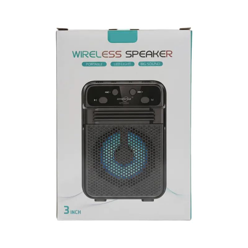 Portable Bluetooth Wireless Speaker with LED Lights, Rechargeable Battery, 3 Inch, Black