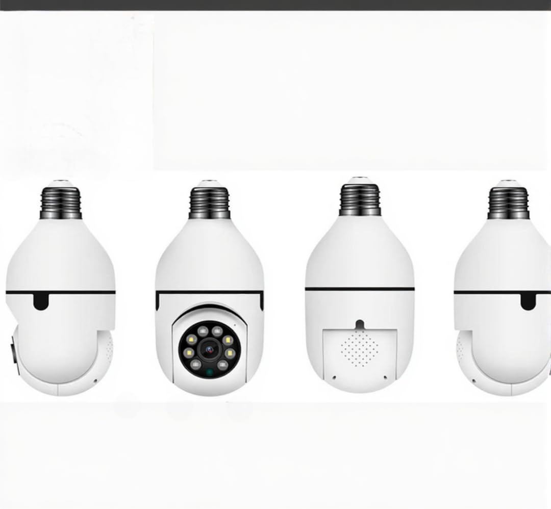 Smart Bulb WiFi Security Camera, 4MP HD 2.4G, 360° Panoramic Fisheye, Motion Detection, Night Vision, Two-Way Audio, Pan & Tilt, TF Card Storage, with Free Lamp Socket