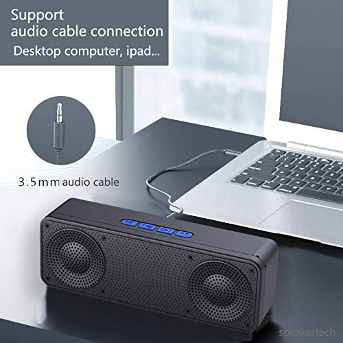 Portable Bluetooth Speaker, Black, ABS Material, Wireless Mini Speaker with Dual 3W Speakers, Built-in Microphone, FM Radio, TF Card Support, 1200mAh Battery, 5-12 Hours Playtime