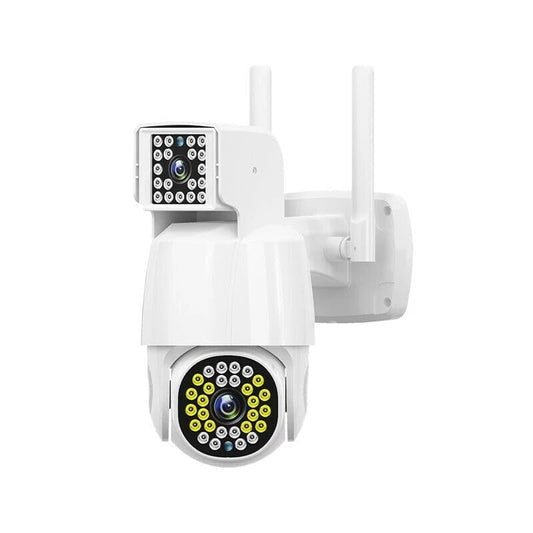 Dual Lens PTZ Security Camera with 10x Zoom, 360° Panoramic View, Full Color Night Vision, Two-Way Audio, Motion Detection, WiFi Outdoor Surveillance Camera