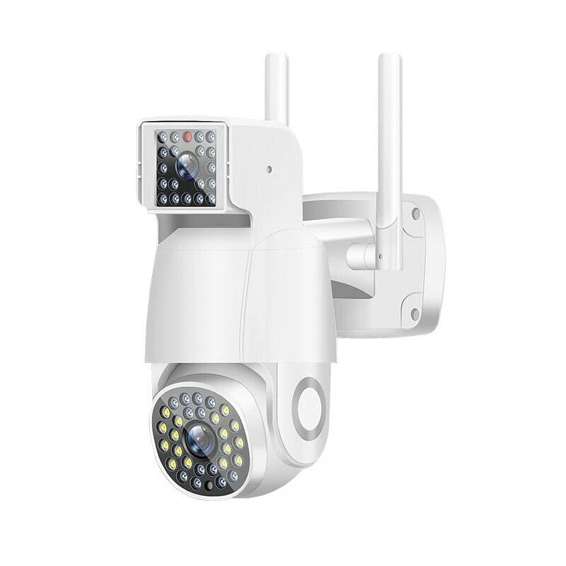 Dual Lens PTZ Security Camera with 10x Zoom, 360° Panoramic View, Full Color Night Vision, Two-Way Audio, Motion Detection, WiFi Outdoor Surveillance Camera