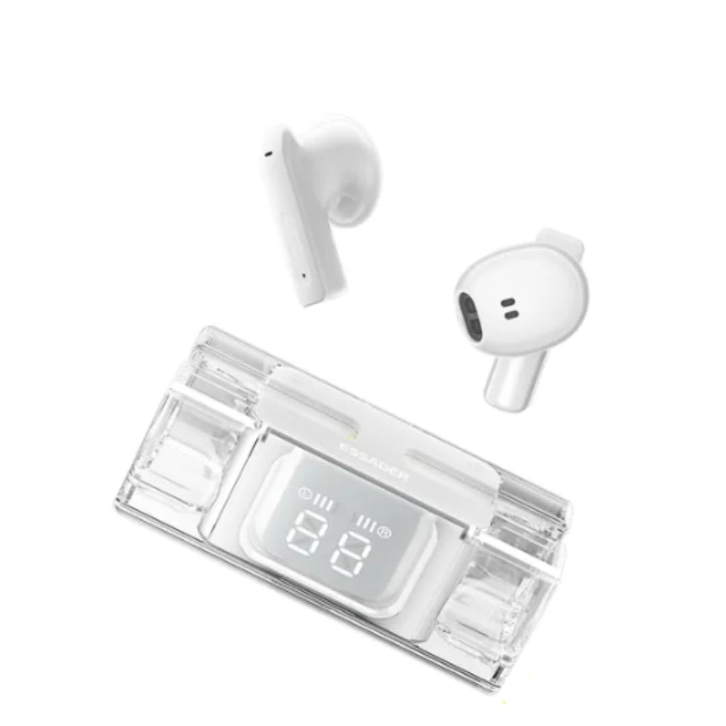 Wireless Bluetooth Earphones with LED Display Case, White