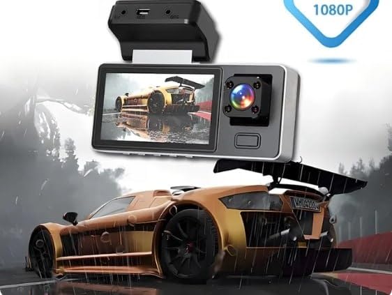 1080P Dual Lens Car Dashboard Camera, Digital Video Recorder with Motion Detection, Wide Angle