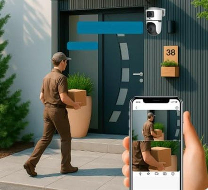 Smart WiFi Security Camera, 4K Resolution, Pan-Tilt Control, Indoor Outdoor Surveillance, Mobile App Monitoring