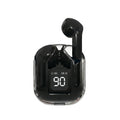 Wireless Bluetooth Earbuds with LED Display, Transparent Design, HiFi Stereo Sound, Low Latency, Charging Case, Black