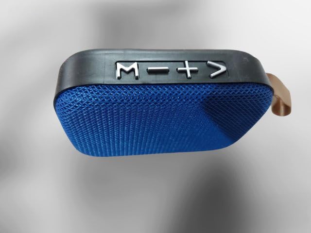 Portable Bluetooth Speaker, Mini Blue Fabric Wireless Speaker with FM Radio, USB Playback, AUX, Micro SD Support, 1200mAh Rechargeable Battery for Travel, Camping, Home Use