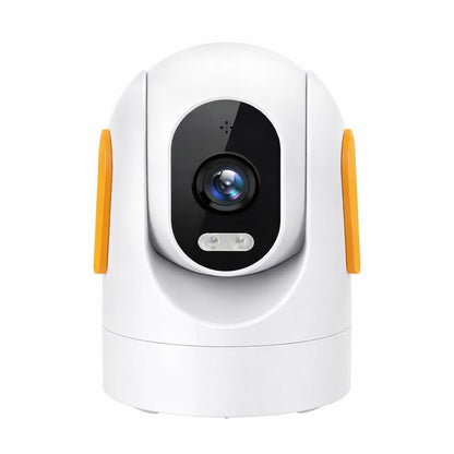 Indoor/Outdoor Security Camera, Pan-Tilt Wireless CCTV, White and Orange, Night Vision