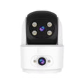 Security Camera, Dual Lens CCTV Camera with LED Lights, White