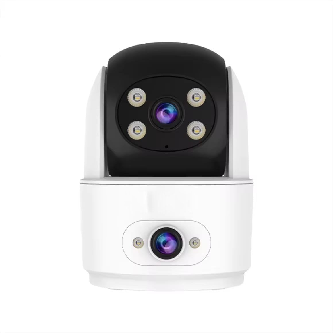 Security Camera, Dual Lens CCTV Camera with LED Lights, White