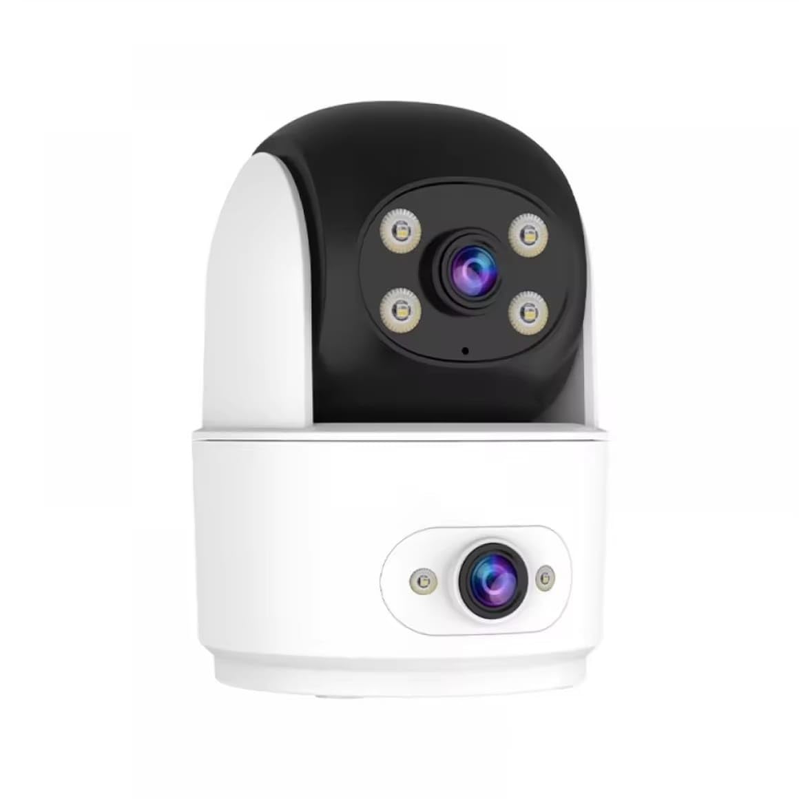Security Camera, Dual Lens CCTV Camera with LED Lights, White
