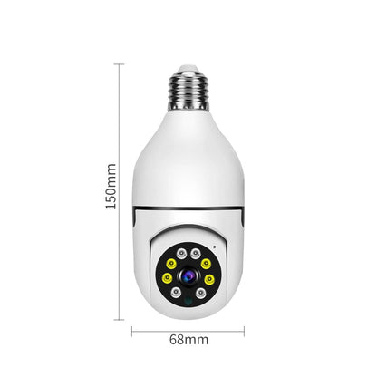 360-Degree Panoramic Security Bulb Camera, 1080P Full-HD PTZ with E27 Base, Night Vision, Motion Detection, Two-Way Audio, WiFi Surveillance Camera for Home Security