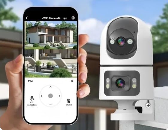 Smart Outdoor Security Camera, WiFi Dome Camera with Night Vision, Motion Detection, Mobile App Control