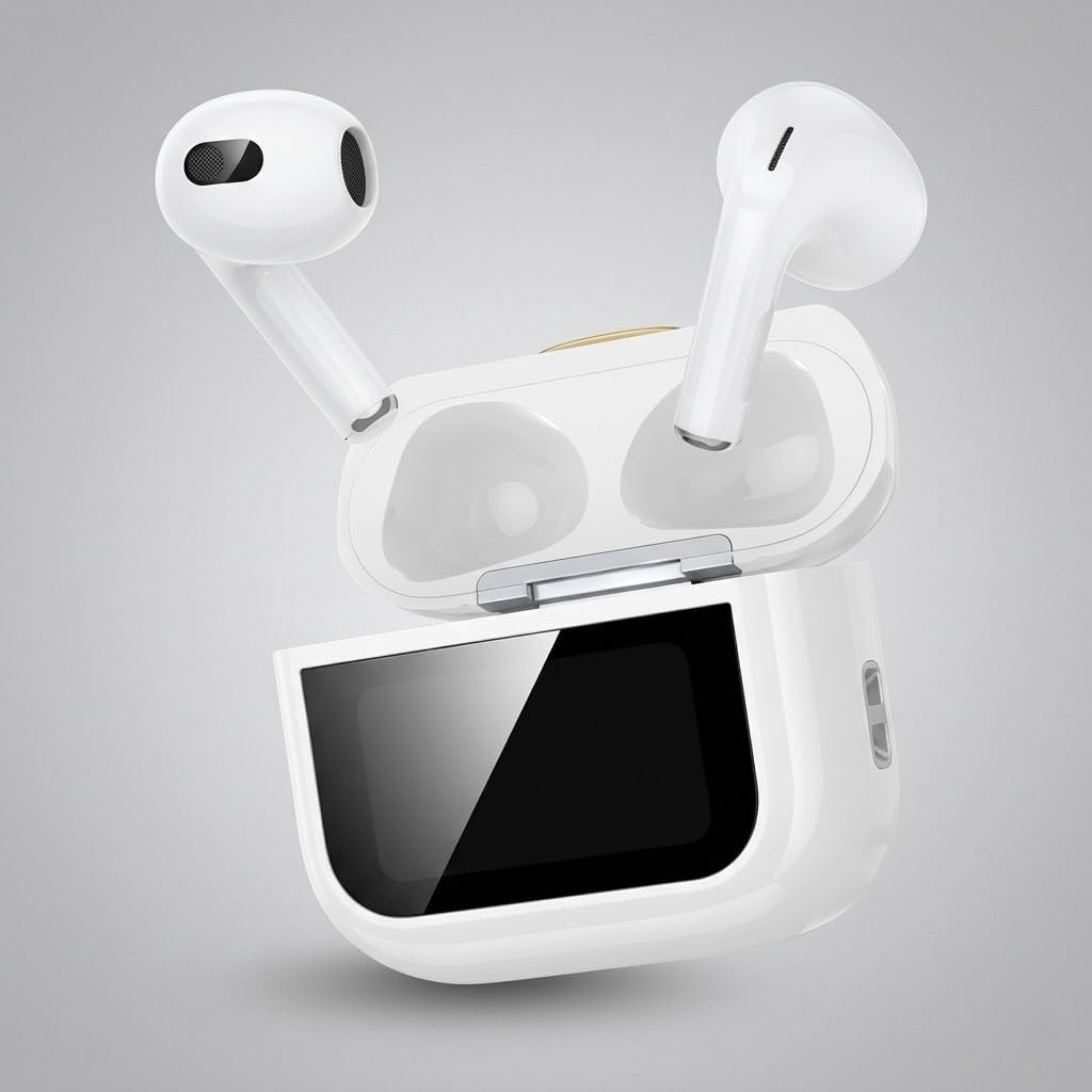 Wireless Earbuds with 1.5" LCD Touchscreen Charging Case, Bluetooth 5.4, Active Noise Cancellation, 40 Hours Playtime, Type-C Fast Charging