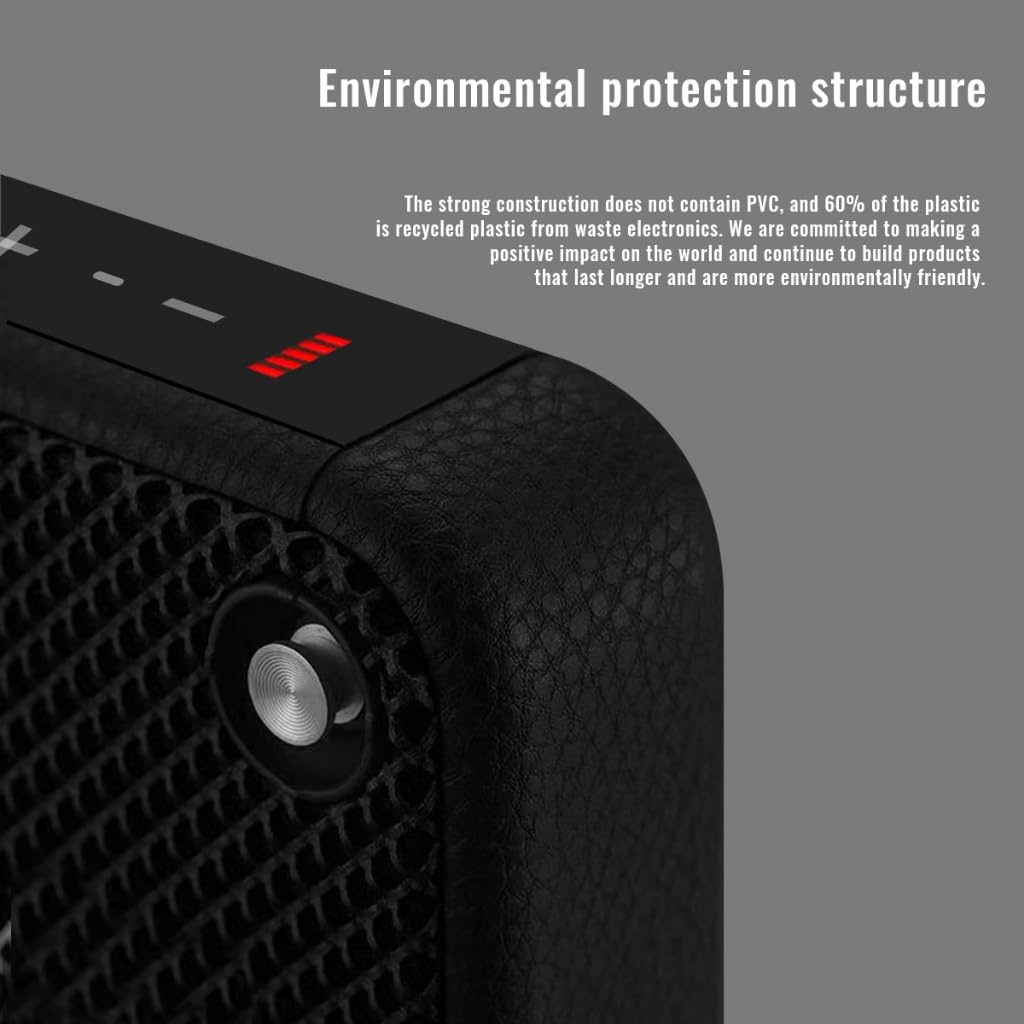 Bluetooth Speaker with Bluetooth 5.1, IP67 Water Resistant, 5W Output Power, 1200mAh Battery, Portable Wireless Speaker with Microphone, Black