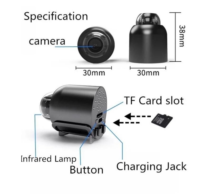 Mini Spy Camera, HD 1080P WiFi Security Camera with Night Vision, 160° Wide-Angle Lens, Magnetic Swivel Bracket, Smartphone App Monitoring, Motion Detection for Home, Office, Baby Monitoring