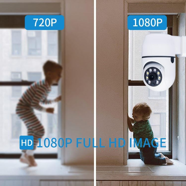 WiFi Security Camera, 1080P HD Indoor PTZ Camera with Night Vision, Two-Way Audio, Cloud Storage, SD Card Support up to 128GB, Compatible with iPhone and Android