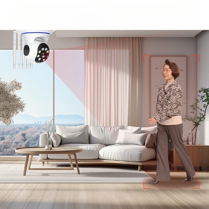 4K WiFi Security Camera, Smart Home Indoor Surveillance System with Night Vision, Motion Detection, Two-Way Audio, Cloud Storage, Remote Viewing, PTZ Control