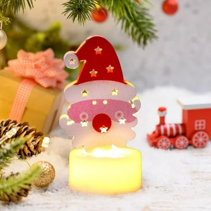LED Santa Claus Night Light, Christmas Tree Decoration, Battery Operated Electronic Candle with Red Hat Design, 8 x 4 cm