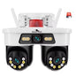Home-Mall Dual-Lens Security Camera, PTZ Outdoor Indoor CCTV, LED Night Vision, White