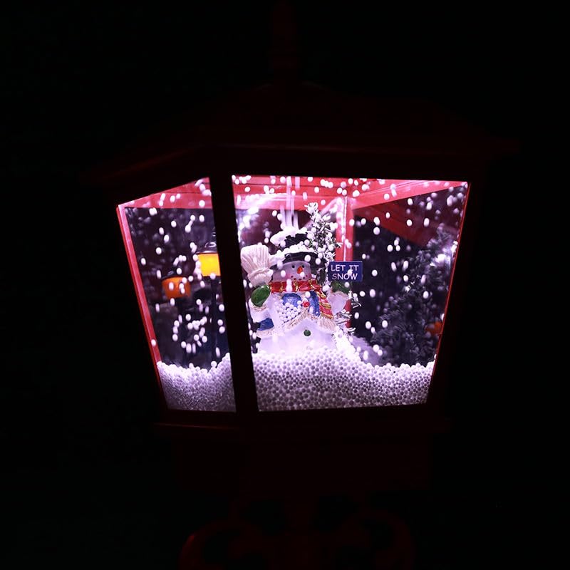 Christmas Musical Lamp Post, LED Illuminated Snowman Street Light with 25 Melodies, Indoor Outdoor Decorative Red Lantern, 180cm Height, Rainproof Design