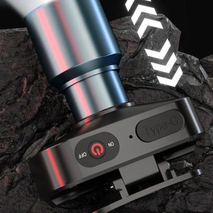 Type-C Rechargeable LED Headlamp, Ultra-Bright with Telescopic Zoom, Weatherproof Tactical Headlight, 45mm x 79mm