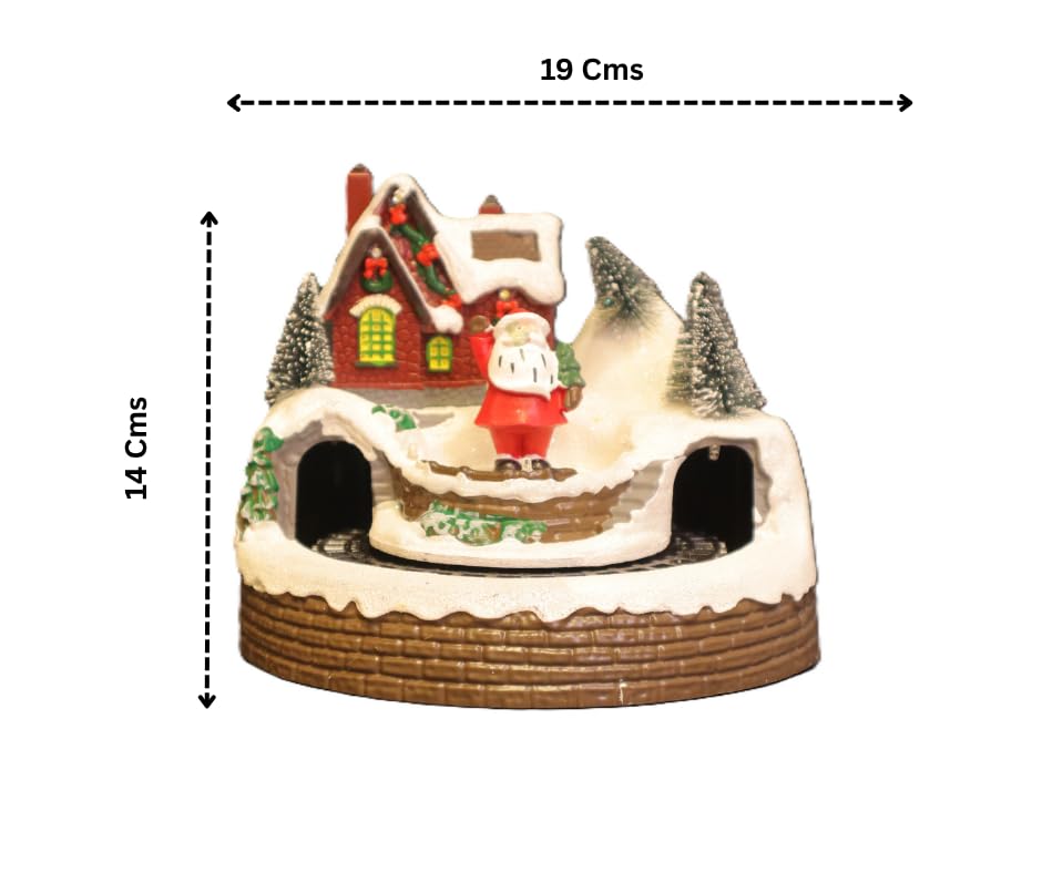 Christmas Village Musical Snow Globe, LED Light Up Winter Scene with House and Trees, Holiday Decor, 19 x 14 cm