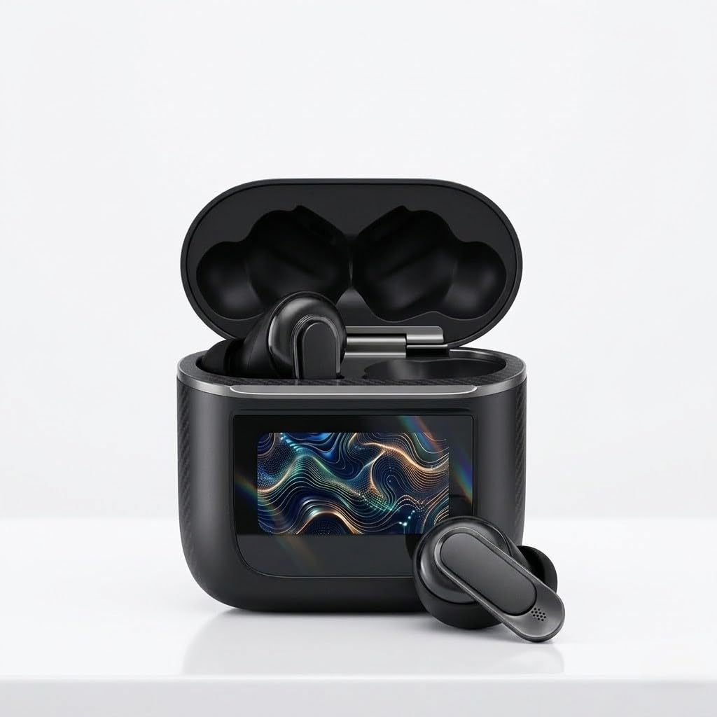 True Wireless Earbuds with Active Noise Cancellation, 360° Stereo Surround Sound, Smart Touchscreen Charging Case, Deep Bass, Ergonomic Fit (Metalic Black)