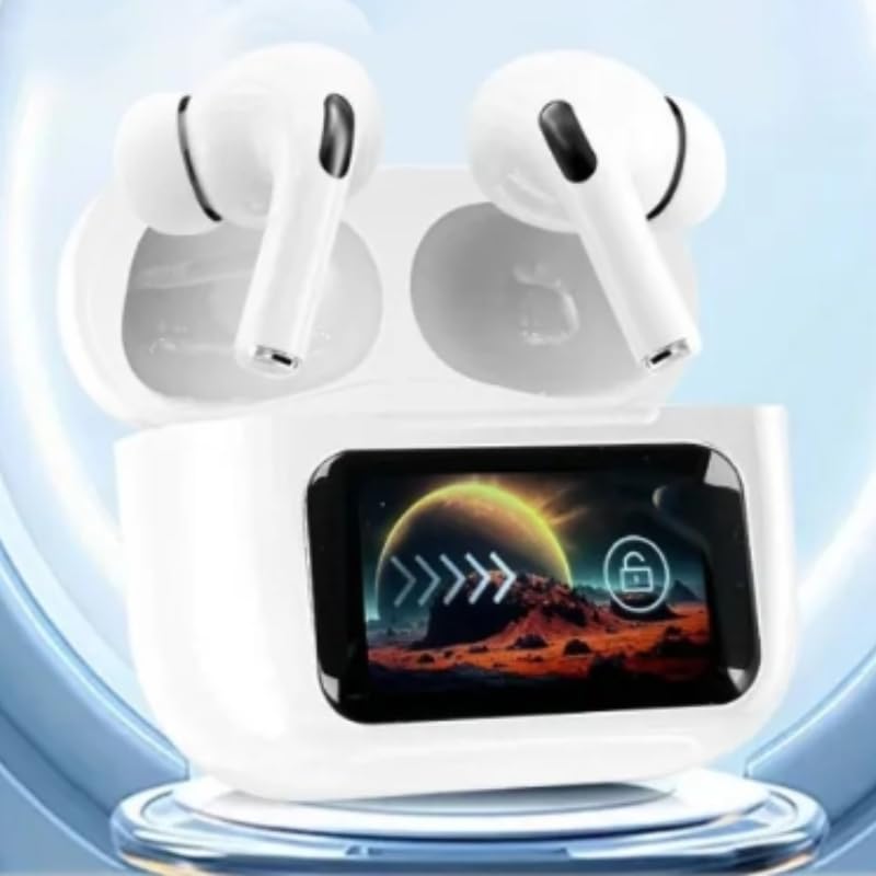 True Wireless Earbuds with ANC ENC Noise Reduction, Smart Touchscreen Charging Case, 32 Hours Battery Life, Bluetooth 5.3, HiFi Sound, Fast Charging, White