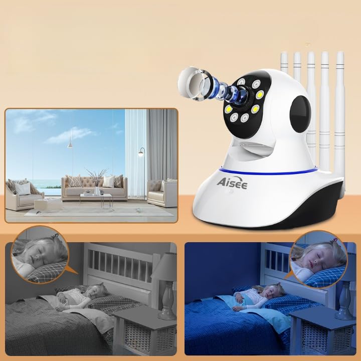 4K WiFi Security Camera, Smart Home Indoor Surveillance System with Night Vision, Motion Detection, Two-Way Audio, Cloud Storage, Remote Viewing, PTZ Control