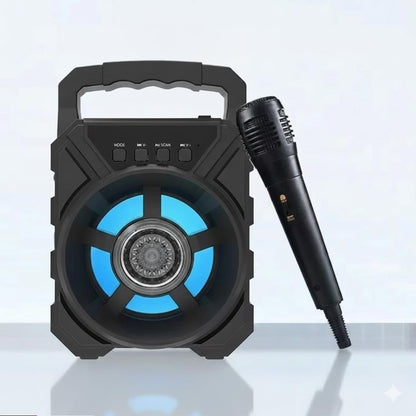 3 Inch Wireless Bluetooth Karaoke Speaker with Microphone, Portable Speaker with Super Bass, RGB LED Lights, USB/TF Card/AUX/FM Radio Support
