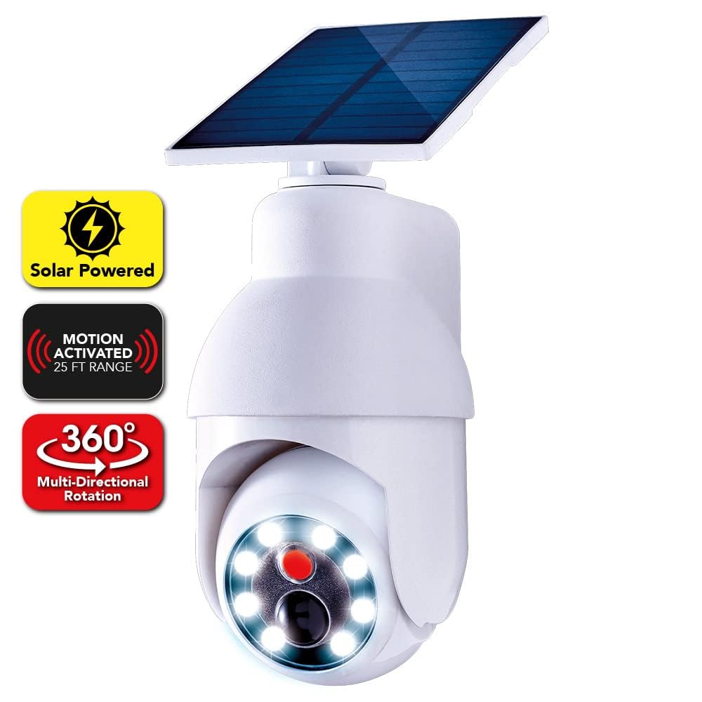 Solar Powered Light with Motion Sensor, 360° Rotation, Wireless Outdoor Light with 8 LED Ring, 500 Lumens, IP54 Weatherproof, White