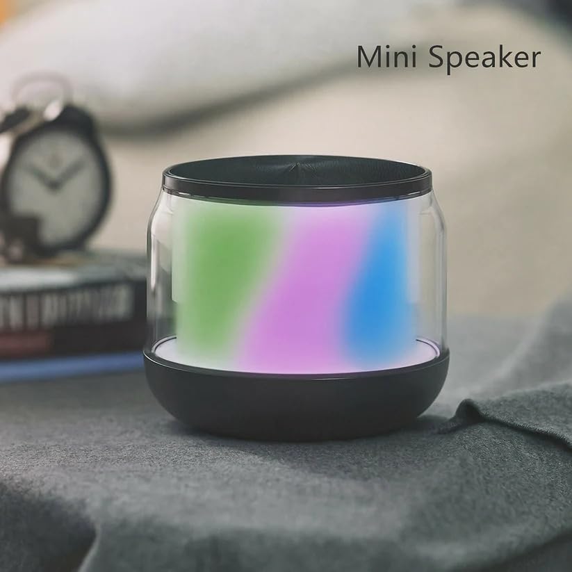 RGB Bluetooth Speaker with 360 Degree Surround Sound, Multicolor LED Lighting Effects, Transparent Design, Wireless Connectivity, Mini Portable