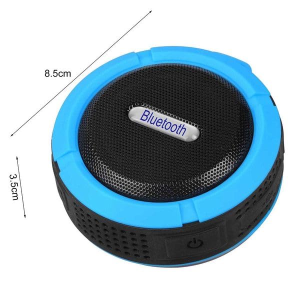 Portable Waterproof Bluetooth Speaker with Suction Cup, Blue, Wireless Outdoor Shower Speaker with Carabiner, 31-Foot Range