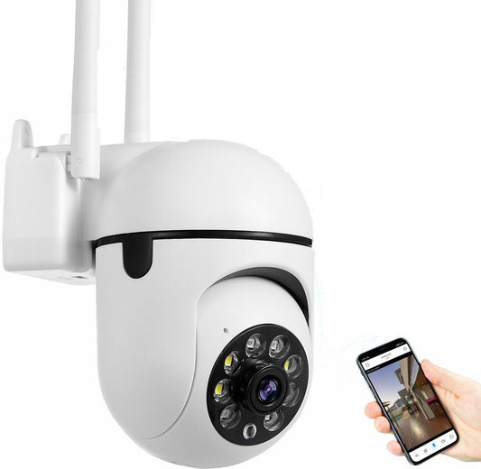 Smart Outdoor Security Camera, 2MP HD WiFi PTZ Camera with Color Night Vision, Two-Way Audio, Motion Detection, Mobile App Control, TF Card Storage