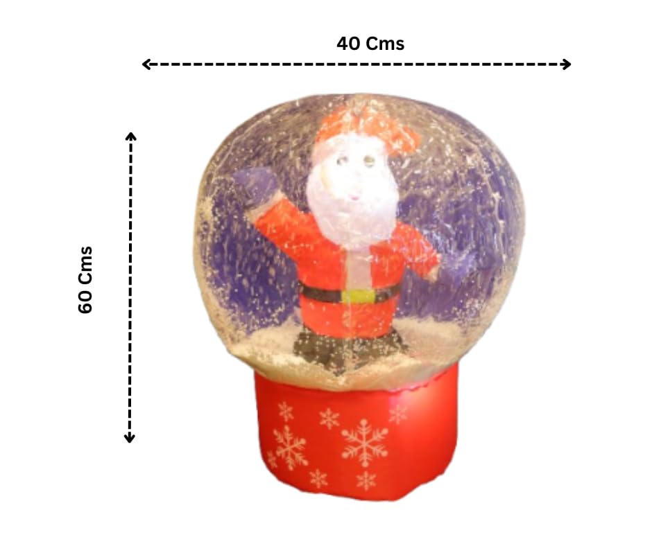 Giant Inflatable Christmas Snow Globe, 60x40 cm, Self-Inflating Indoor Outdoor Holiday Decoration with Santa Design, Red Base with Snowflake Pattern