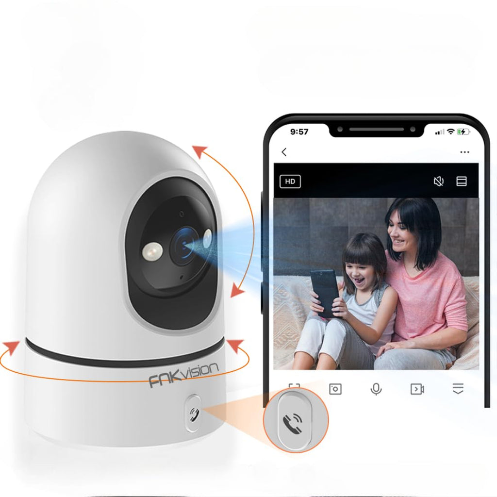Vision Smart Security Camera, 2K HD Indoor WiFi Camera with 360° Pan/Tilt, AI Motion Detection, Two-Way Audio, Mobile App Control, Night Vision for Home Monitoring