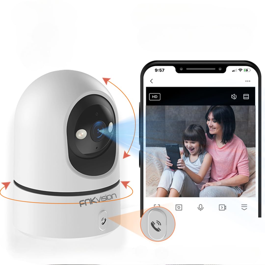 Vision Smart Security Camera, 2K HD Indoor WiFi Camera with 360° Pan/Tilt, AI Motion Detection, Two-Way Audio, Mobile App Control, Night Vision for Home Monitoring