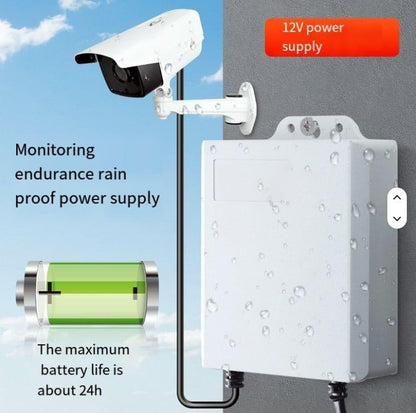 12V DC Mini UPS Power Supply for WiFi Router and CCTV Camera, 2A Output, Rainproof Design with Replaceable Battery, 24H Backup