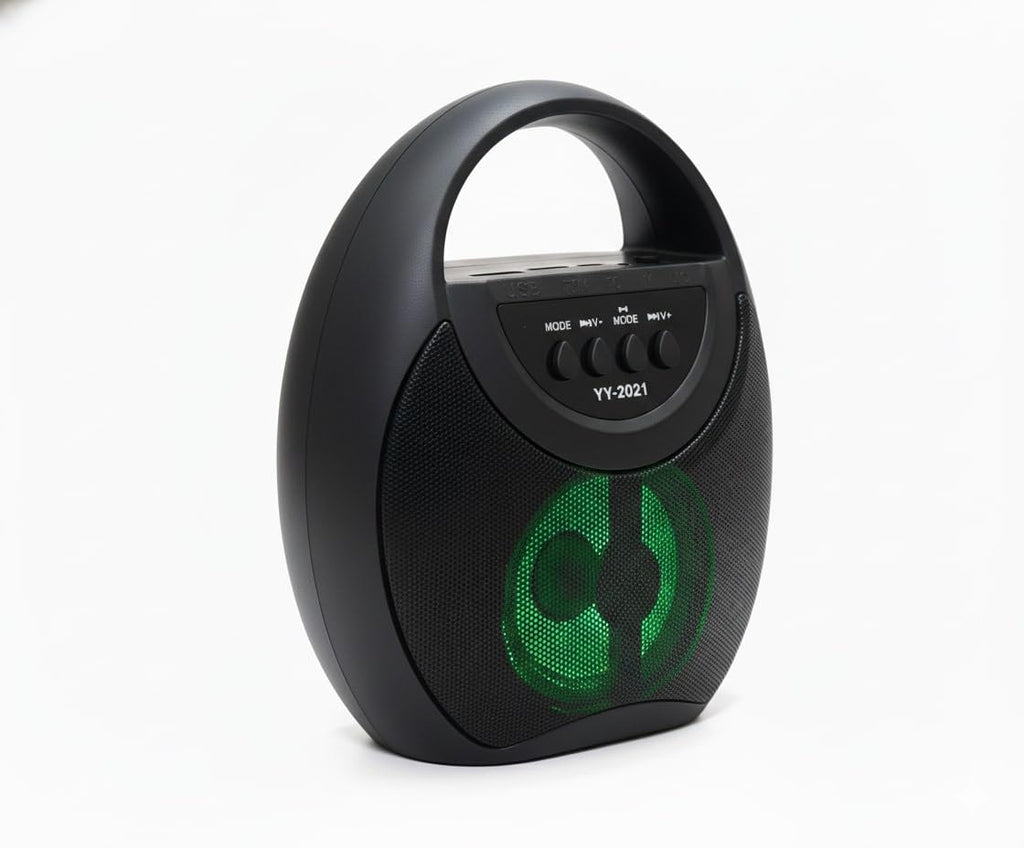 Portable Bluetooth Speaker with LED Lights, FM Radio, Rechargeable Battery, USB Ports, Black