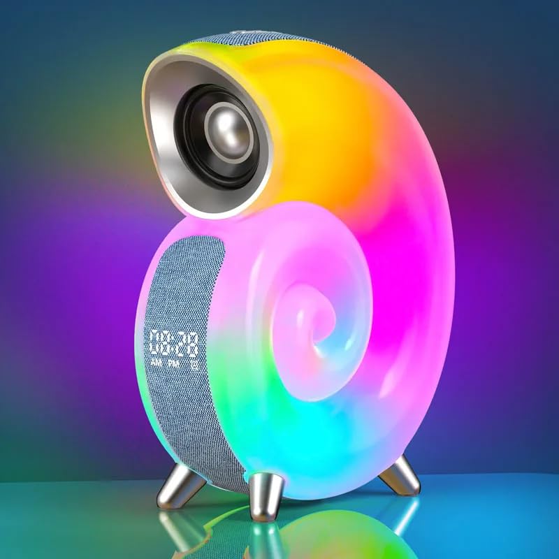 Smart Conch Bluetooth Speaker with RGB Atmosphere Light, APP Control Music Rhythm Light, Sunrise Wake Up Alarm Clock, White Noise Sound Machine, 16 Million Colors, Bedroom Desk Decor