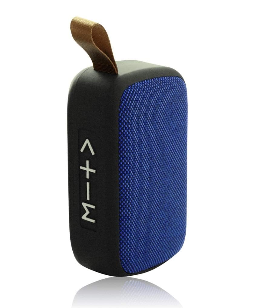 Portable Bluetooth Speaker, Mini Blue Fabric Wireless Speaker with FM Radio, USB Playback, AUX, Micro SD Support, 1200mAh Rechargeable Battery for Travel, Camping, Home Use